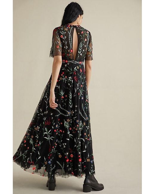 Ranna Gill Floral Embroidered Maxi Dress in Brown Lyst UK