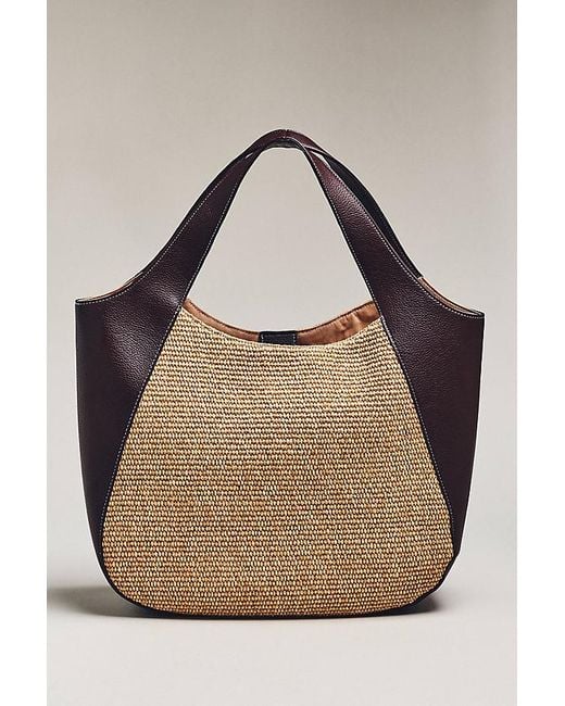 By Anthropologie Natural The Sonia Raffia Slouchy Tote Bag