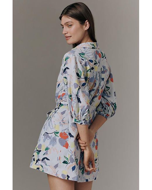 Maeve Gray The Mona Linen Mini Shirt Dress By