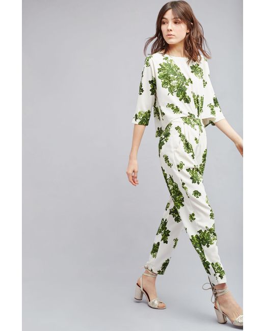 Notes Du Nord Kara Leaf-print Jumpsuit, White