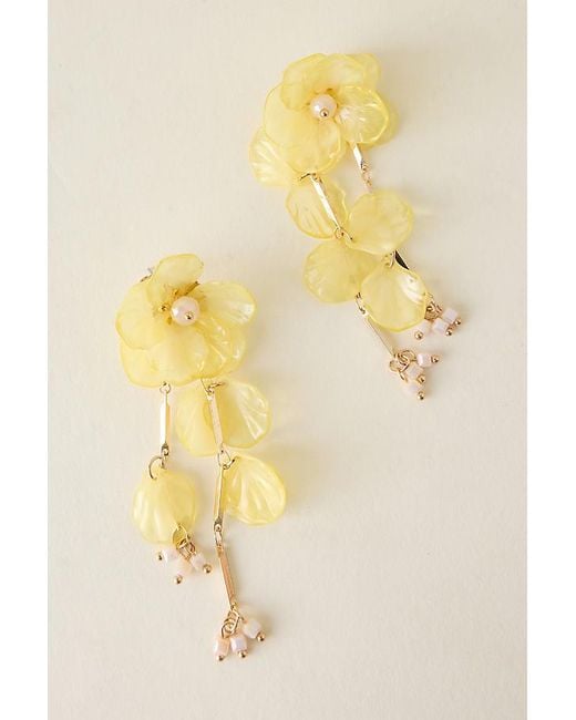 By Anthropologie Yellow Floral Drop Earrings