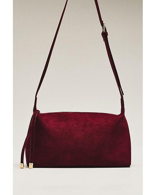 By Anthropologie Red Faux-Suede Slouchy Shoulder Bag