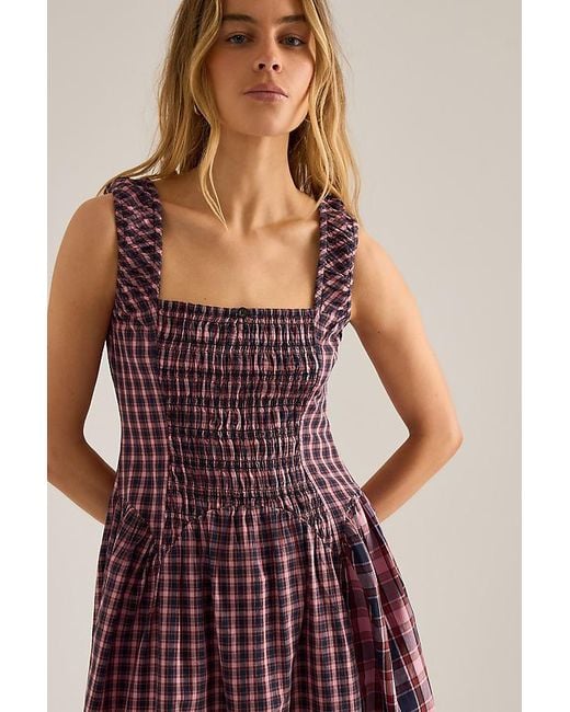 Damson Madder Red Mallory Check Midi Dress