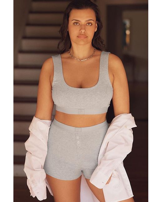 By Anthropologie Brown Scoop-Neck Cotton Bra