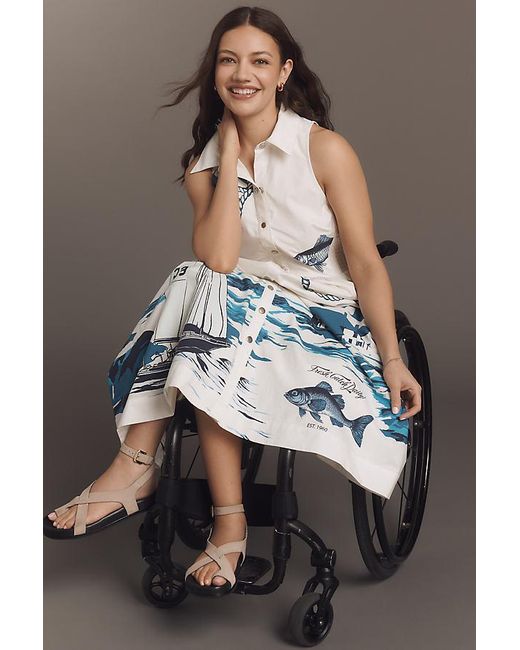 Maeve Multicolor Sleeveless Midi Shirt Dress