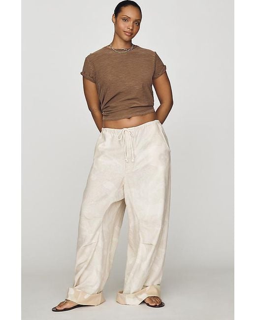 Pilcro Multicolor Hannah Linen-Blend Camo Wide-Leg Trousers