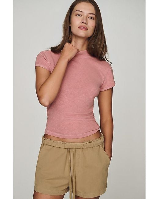 Pilcro Pink Cyris Cotton Modal Turtleneck T-Shirt
