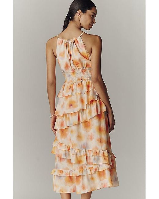 By Anthropologie Multicolor Tiered Ruffle Halter Dress