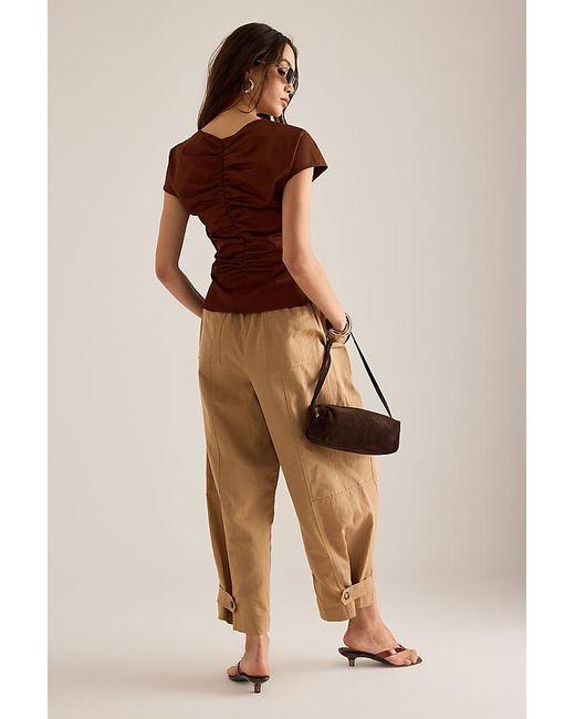 laagam Brown Simone Ruched Top