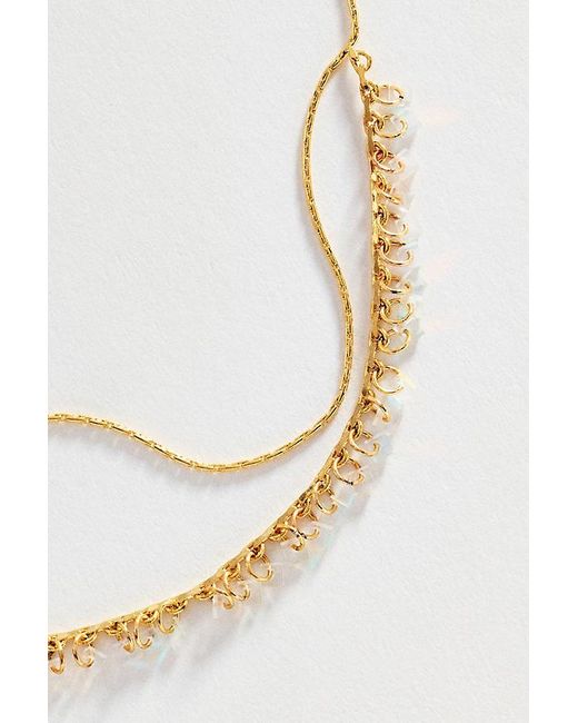 By Anthropologie White Delicate Layered Beaded Necklace