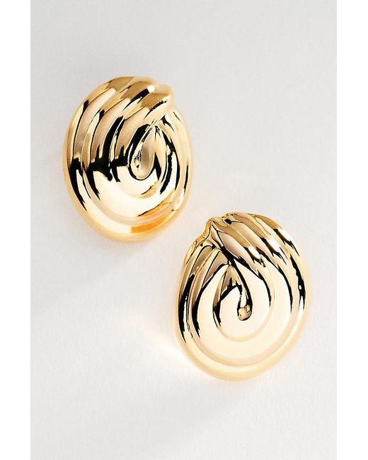 Anthropologie Brown Sculptural Swirl Stud Earrings
