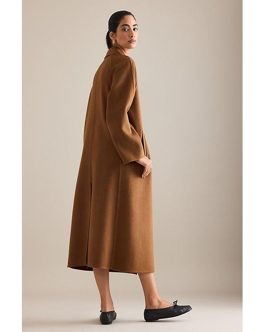 By Anthropologie Brown Double-Breasted Wool-Blend Coat
