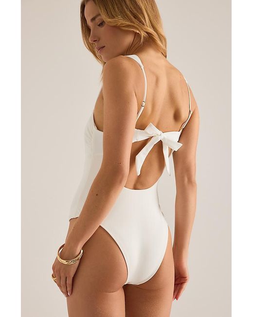 Away That Day White Barbuda Lace-Scarf One-Piece Swimsuit