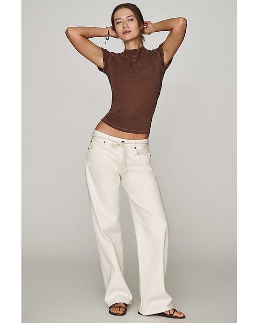 Pilcro Brown Cyris Cotton Modal Turtleneck T-Shirt