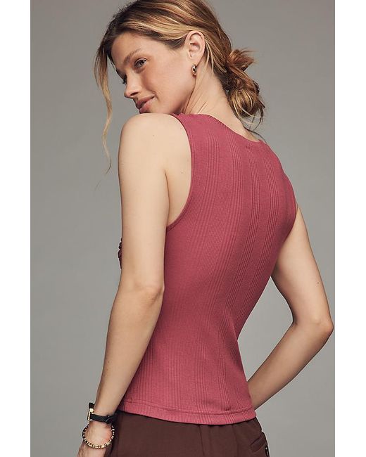 By Anthropologie Pink Twisted Crew-Neck Tank Top