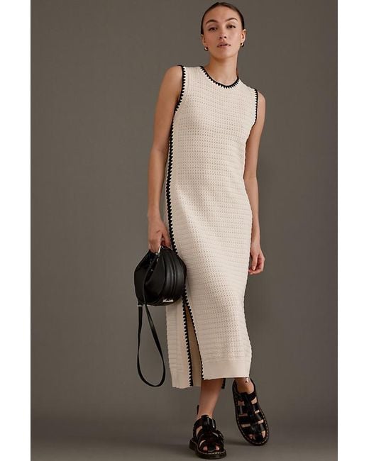 Varley Dwight Tank Knit Midi Dress in Natural | Lyst UK