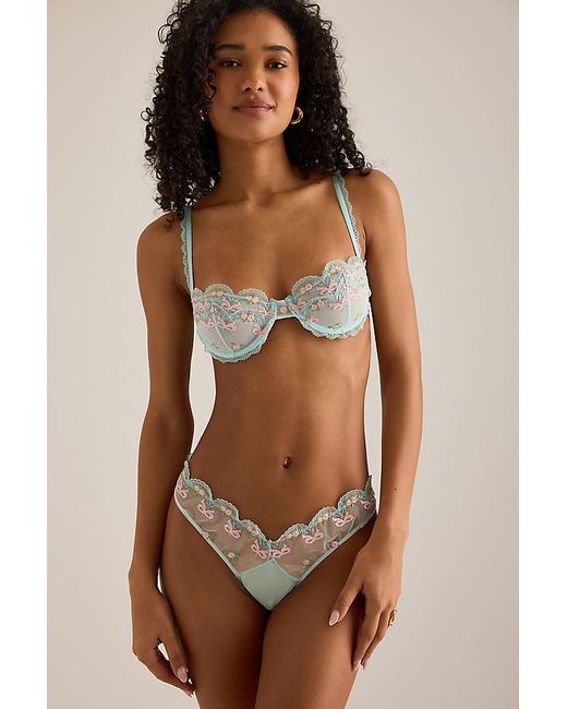 Wild Lovers Brown Mila Embroidered Bow Thong