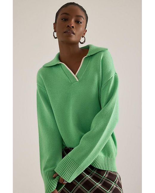 ALIGNE Green Judith Wool-Blend Polo Jumper
