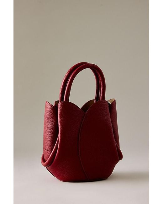 Melie Bianco Red Tulip Top-Handle Crossbody Mini Tote Bag