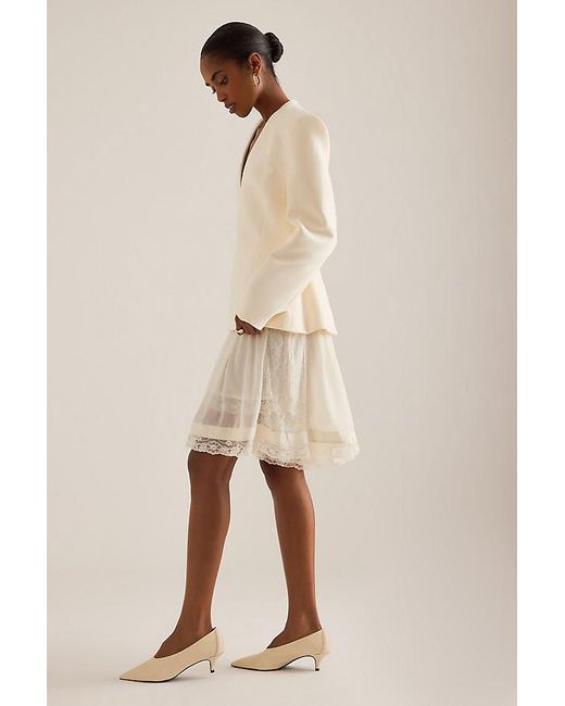 Odd Muse Natural Structured Long-Sleeve Cinched Top