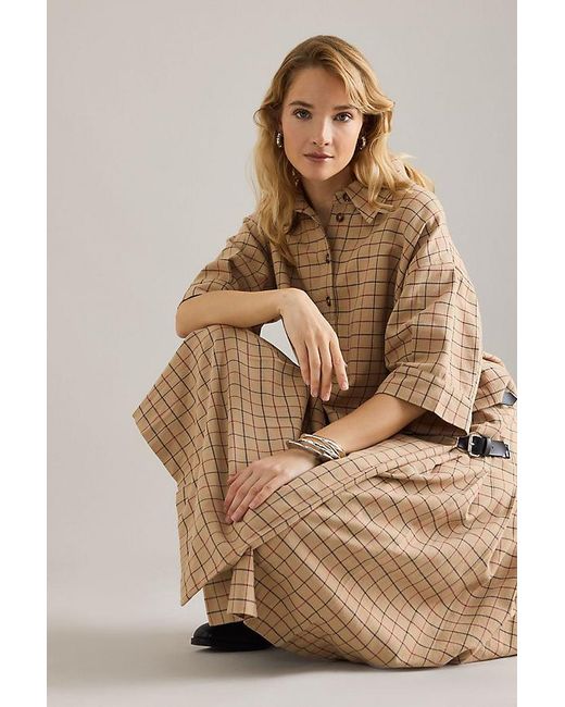 Barbour Natural Hollington Tartan Midi Skirt