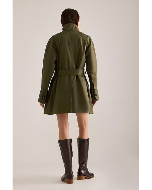 By Anthropologie Green Tie-Waist Waxed Jacket