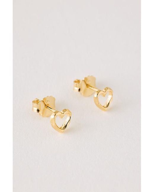Enamel Copenhagen Metallic Organic Heart Stud Earrings