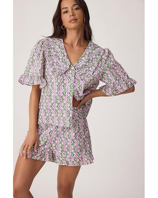 It's 9pm Pink Luna Bespa Ruffle 100% Cotton Short Pyjama Set