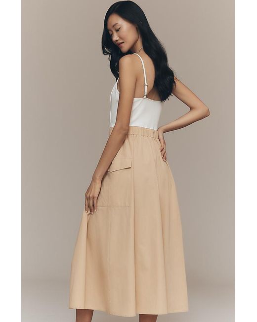 By Anthropologie Natural Cargo A-Line Midi Dress