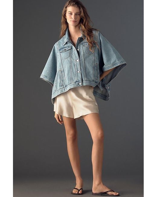 Pilcro Blue Denim Trucker Cape Jacket
