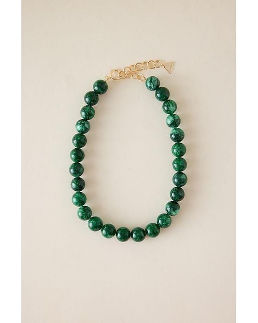 By Anthropologie Green Chunky Beaded Necklace