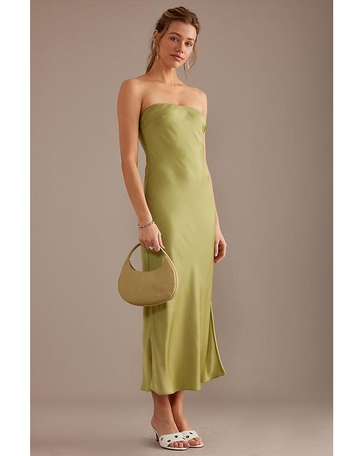 Bardot Green Casette Strapless Slip Midi Dress
