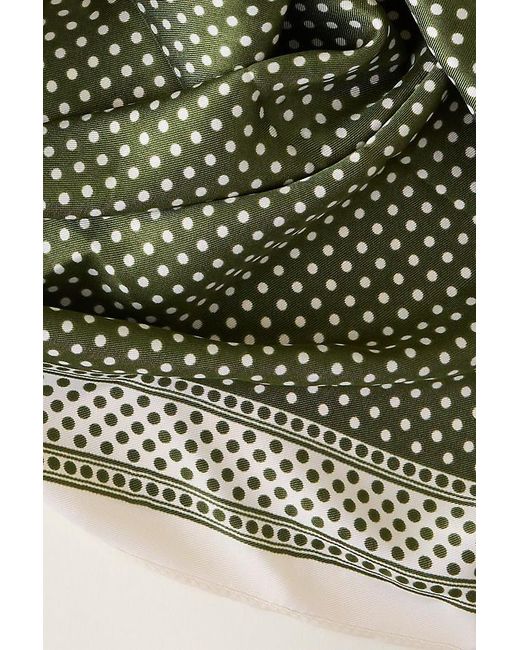 By Anthropologie Green Polka Dot Triangle Headscarf