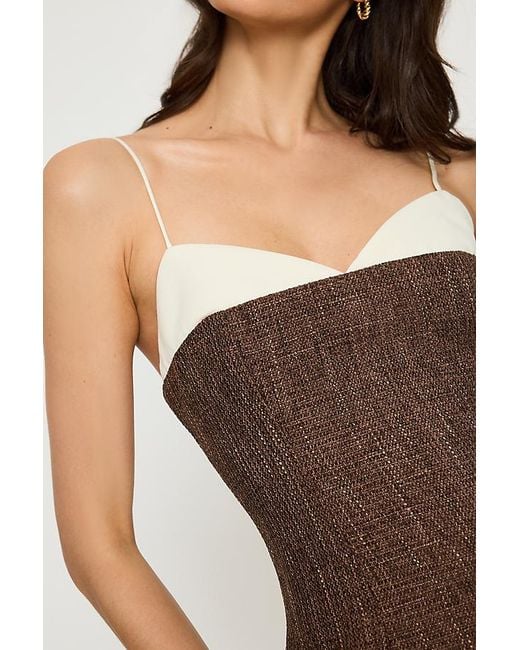 Odd Muse Brown Tweed Contrast Detail Maxi Dress