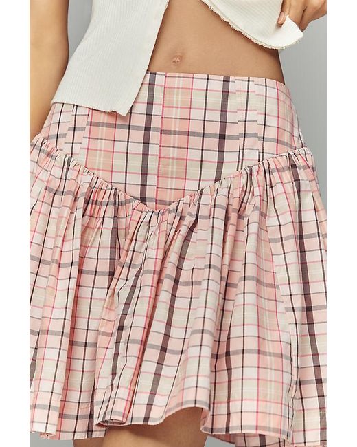 Maeve Natural Basque-Waist Flirty Mini Skirt