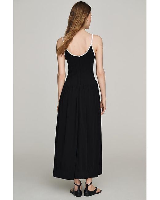 By Anthropologie Black Drop-Waist Midi Dress