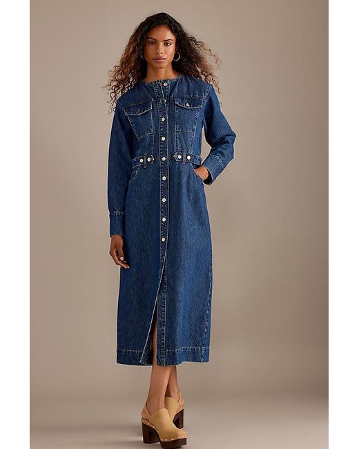 ALIGNE Blue Parsons Denim Midi Dress