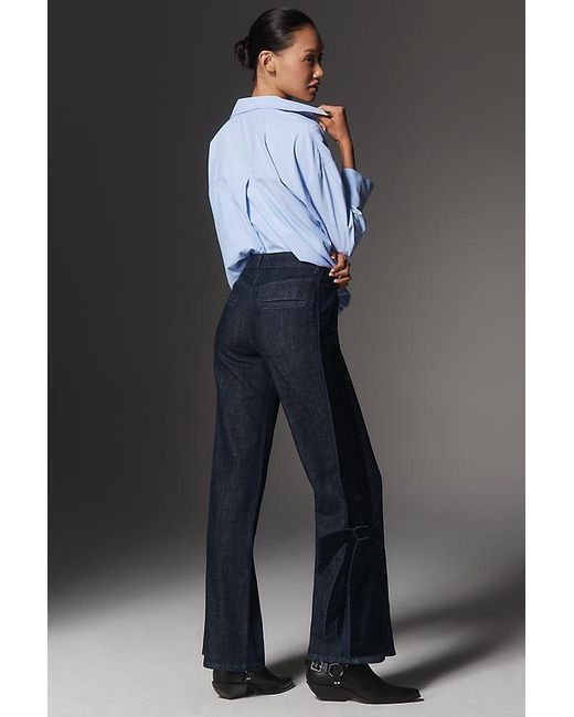 Maeve Black Bow Peep High-Rise Flare Jeans