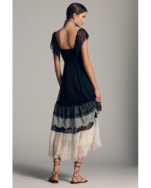 By Anthropologie Blue Tiered Ruffle Flutter-Sleeve Dress