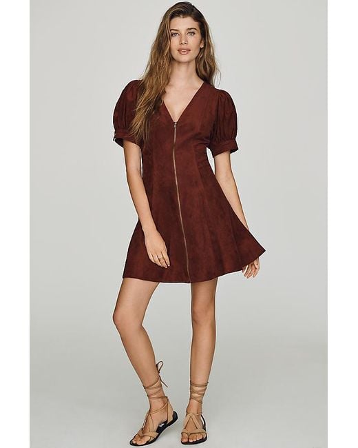 Pilcro Multicolor Zip-Front Faux-Suede Mini Dress