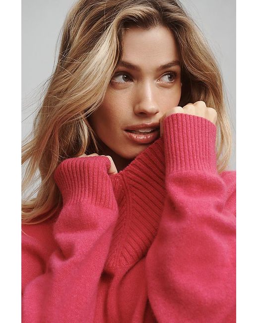 Maeve Red High V-Neck Cashmere Jumper