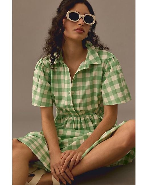 Porridge Gingham Midi Shirt Dress in Green Lyst UK