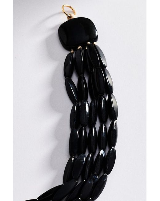 By Anthropologie Black Chunky Layered Resin Beaded Necklace