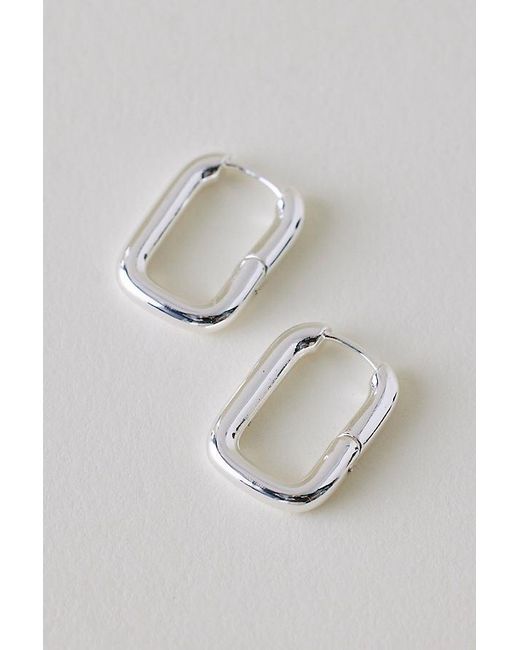 Anthropologie Metallic Small Rectangle Huggie Hoop Earrings