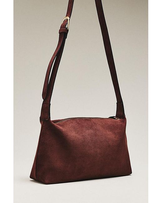 By Anthropologie Brown Faux-Suede Slouchy Shoulder Bag