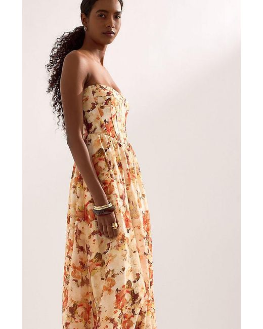 Bardot Natural Lola Strapless Corset Midi Dress