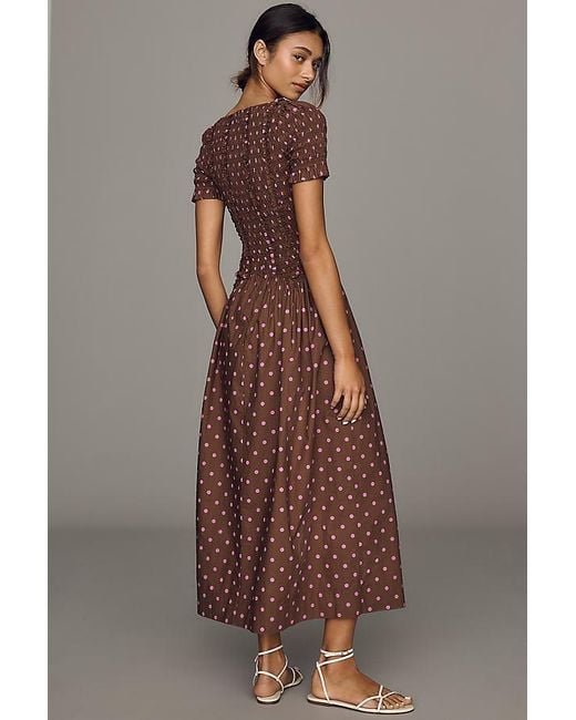 Damson Madder Brown Raphaela Ruffle Midi Dress