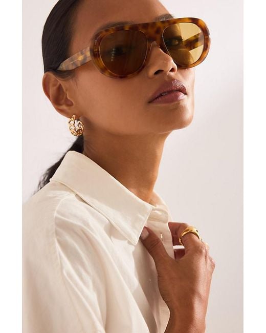 By Anthropologie Brown Bubble Aviator Sunglasses