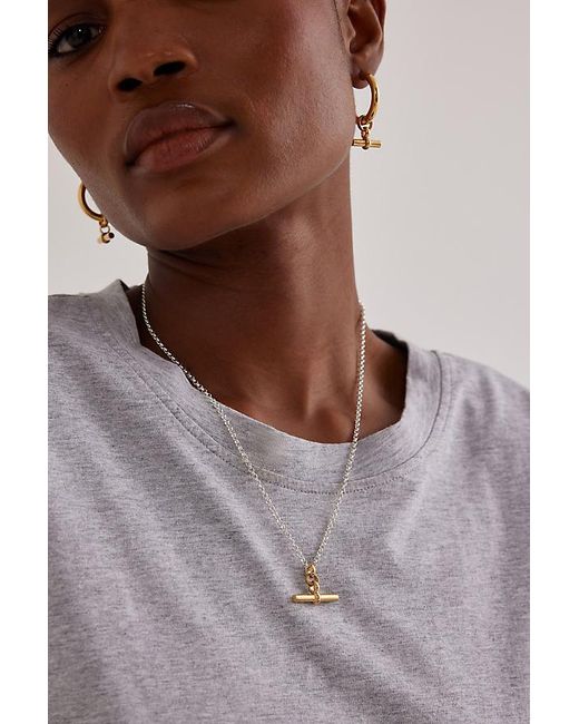 Tilly Sveaas Brown Silver Belcher Chain T-bar Necklace