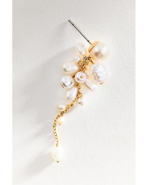 By Anthropologie White Pearl Cluster Drop Earrings